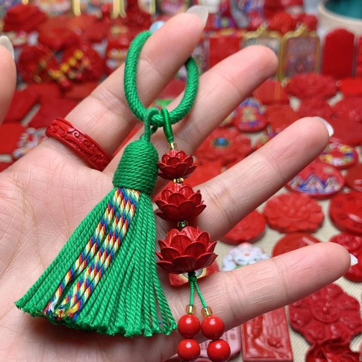 天然辰砂工艺品朱砂包包挂