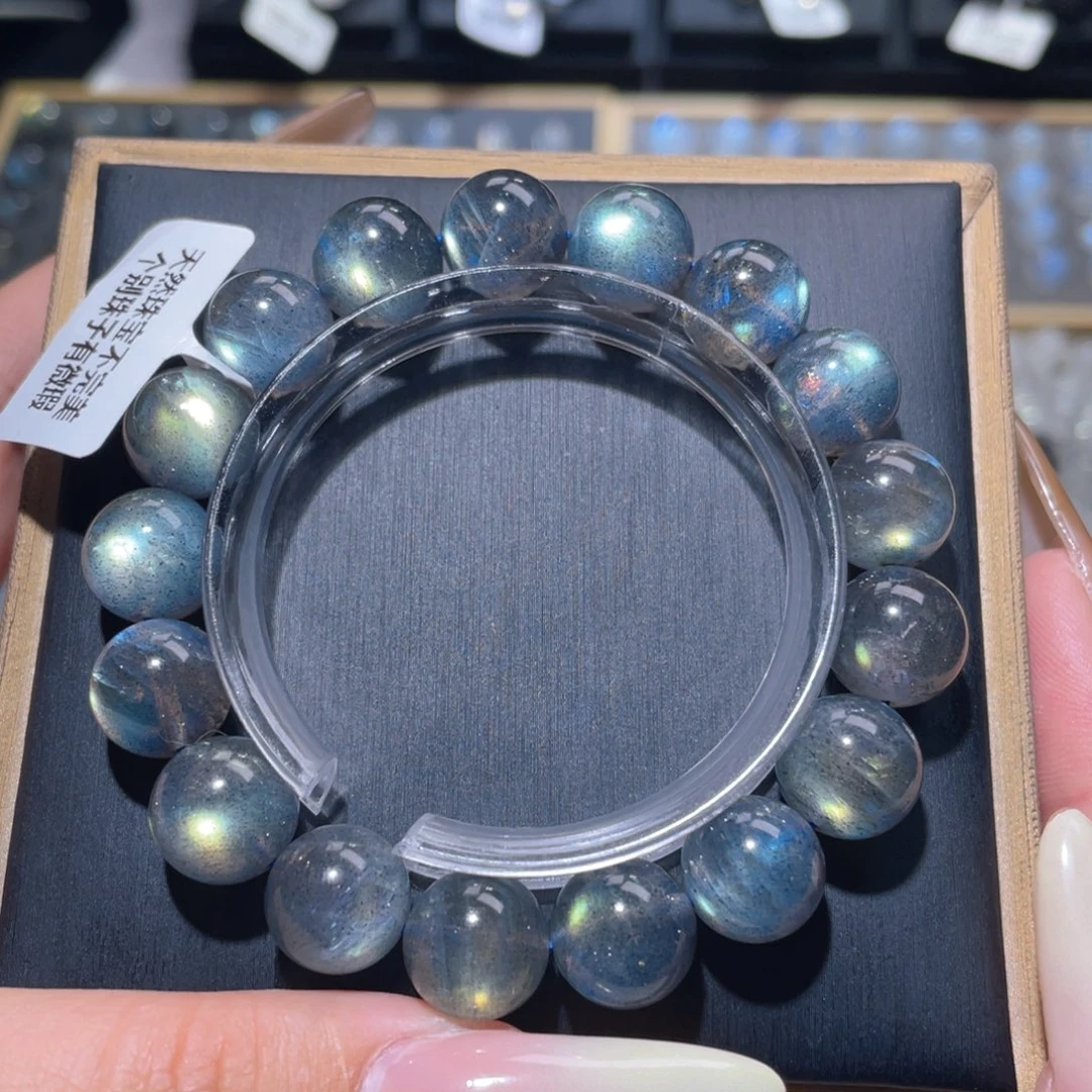 手链未镶嵌长石马岛黑体炫彩拉长石手链12mm