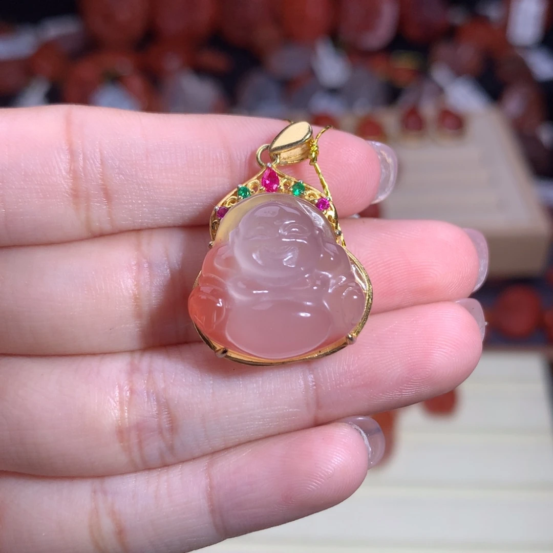南红玛瑙未镶嵌珠宝半成品佛公吊坠