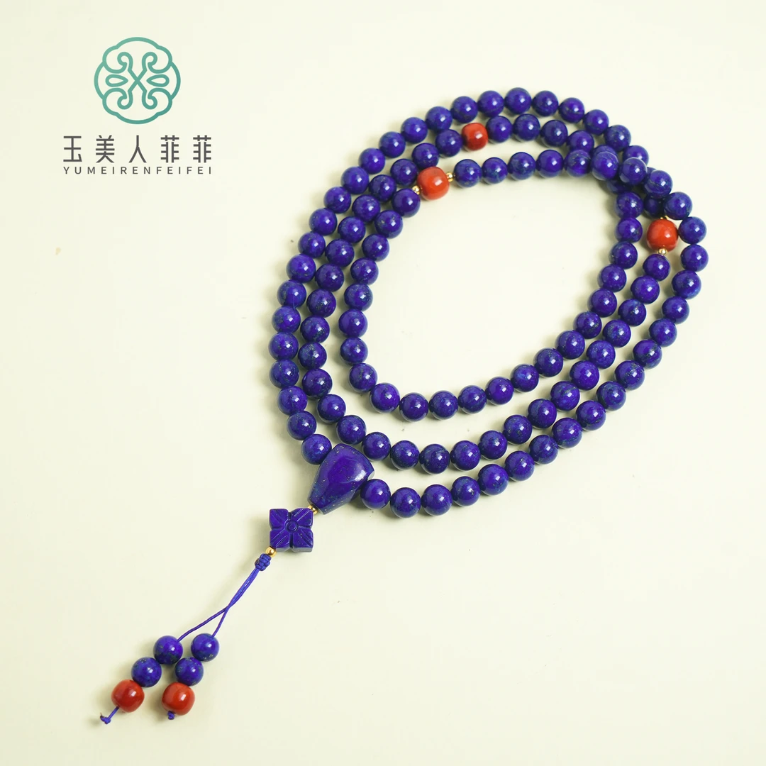 菲菲珠宝好*S925青金石圆珠项链约7mm