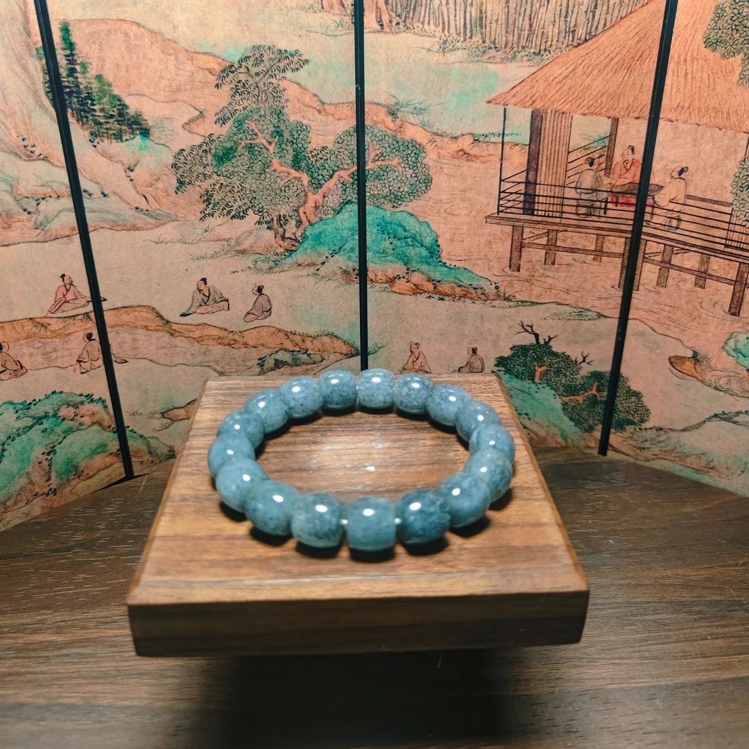 L和田玉青花桶珠手串（卡12）0771