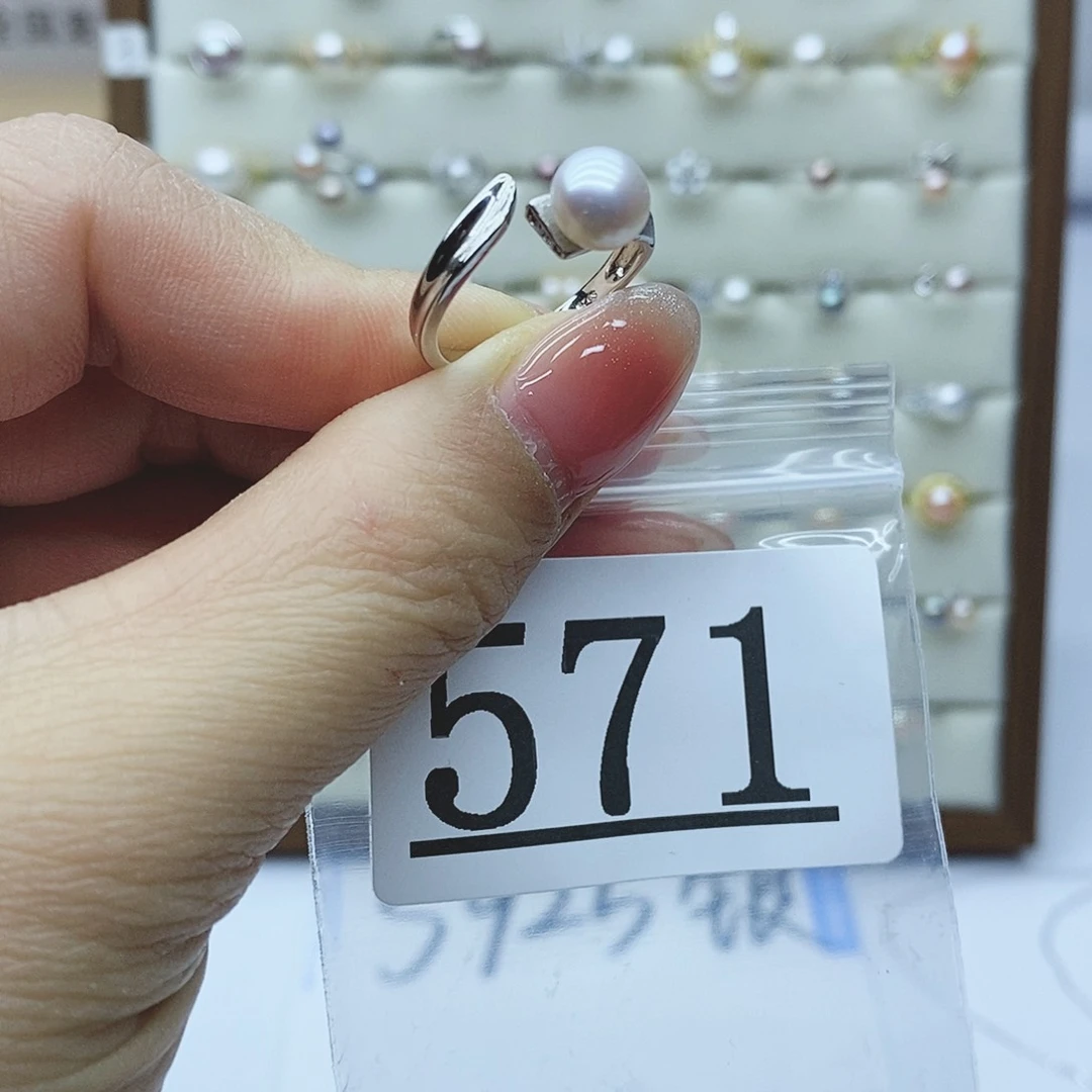 淡水珍珠戒指银S925镶嵌571