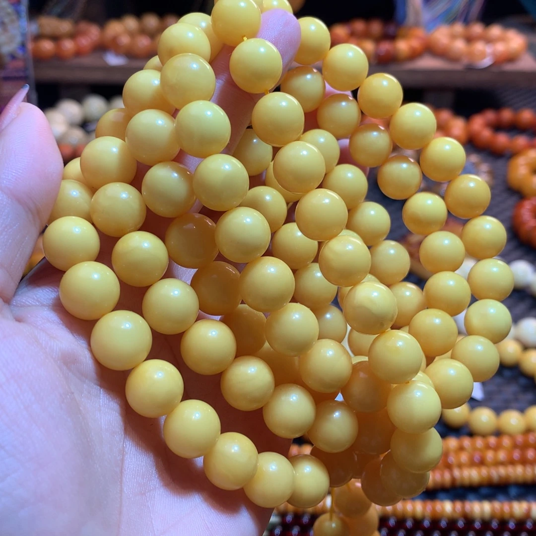 探***猫蜜蜡未镶嵌手串蜜蜡