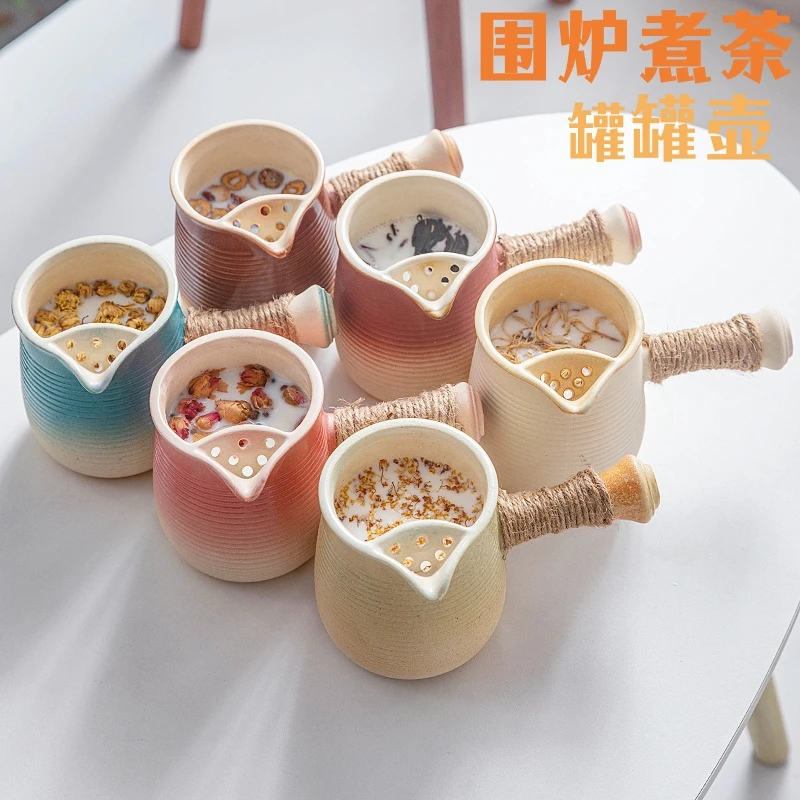 围炉煮茶家用烤奶茶罐罐煮壶茶器户外烤火炉耐高温碳炉煮茶壶陶瓷