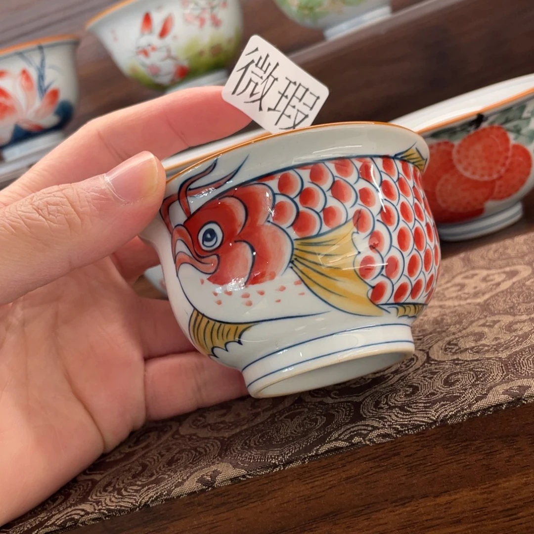 釉下手绘茶具微瑕