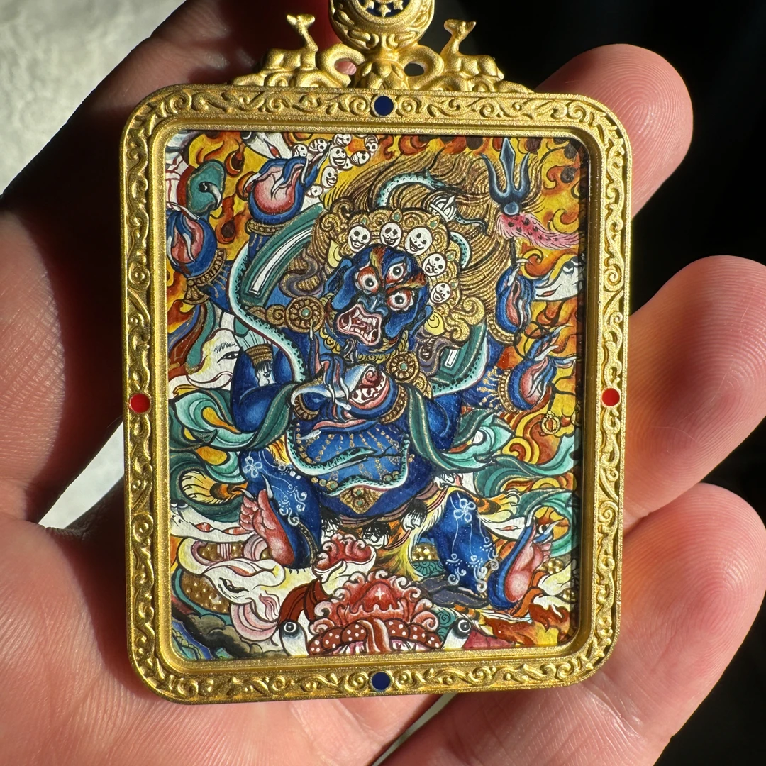 热贡唐卡六臂大黑天