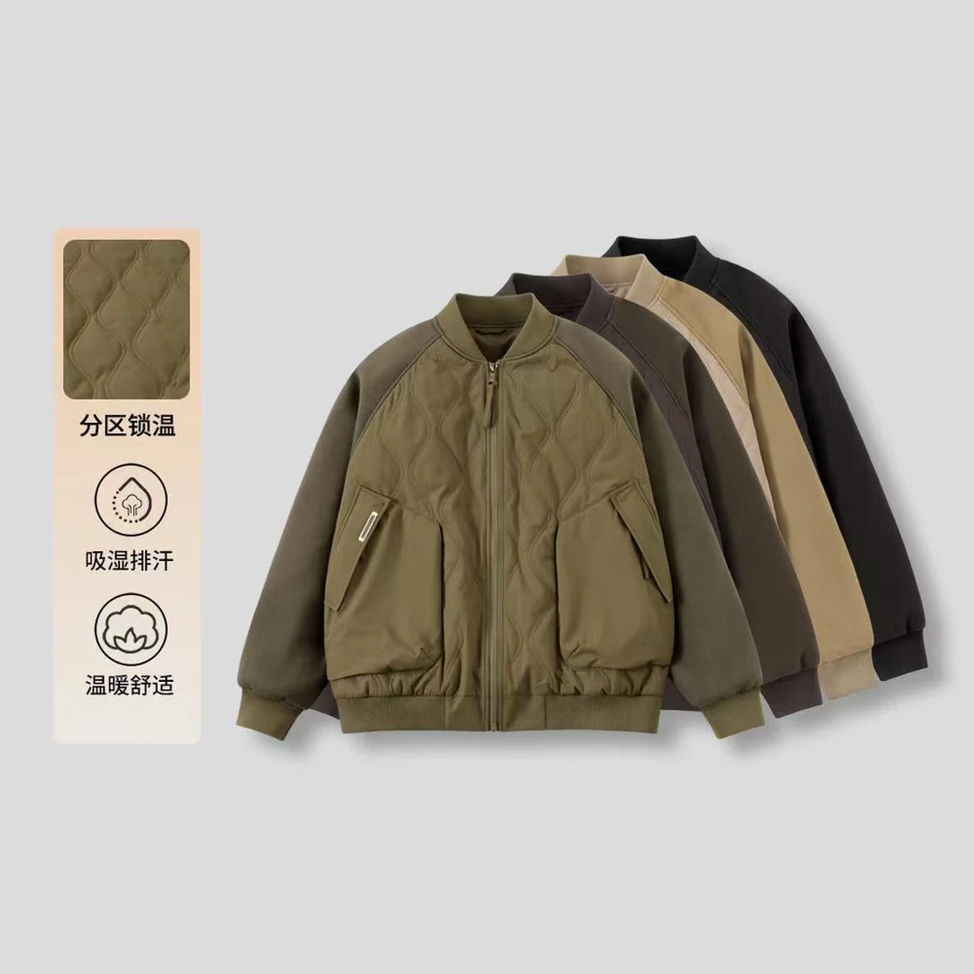 冬季新款情侣款棉衣青年拼接撞色宽松加厚保暖休闲棒球领棉服外套