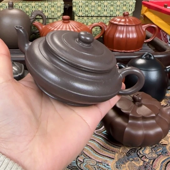 紫砂茶壶线圆虚扁