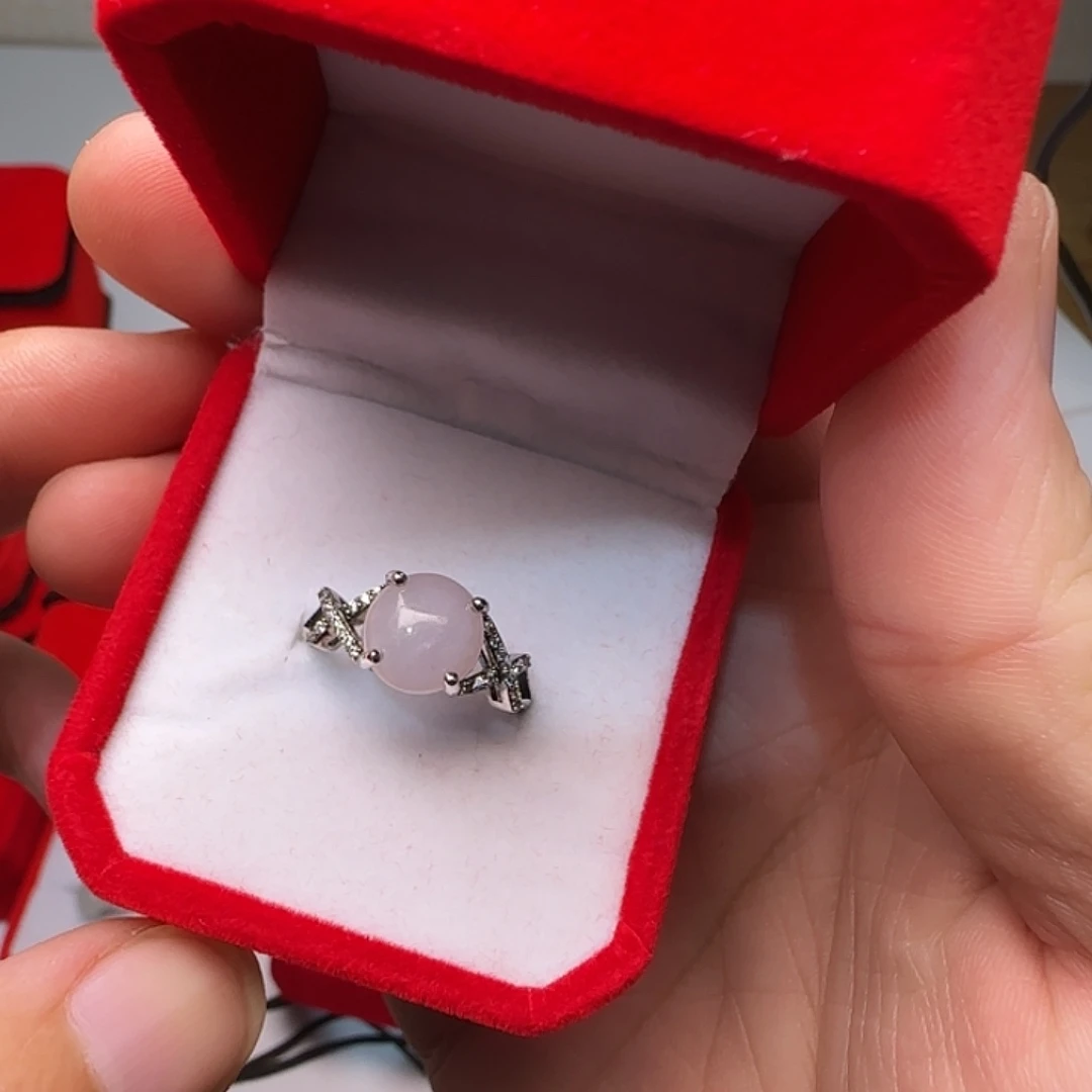 翡翠银S925镀金镶嵌戒指