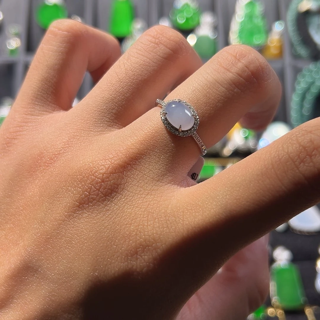 翡翠银S925镶嵌戒指戒指