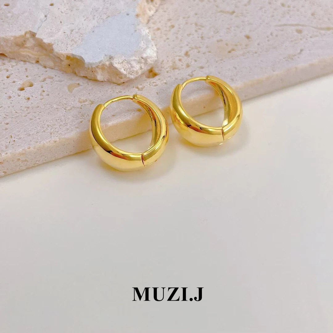 铜合金耳饰  【韩版水滴耳扣】金属风轻奢百搭设计师简约耳饰-3066