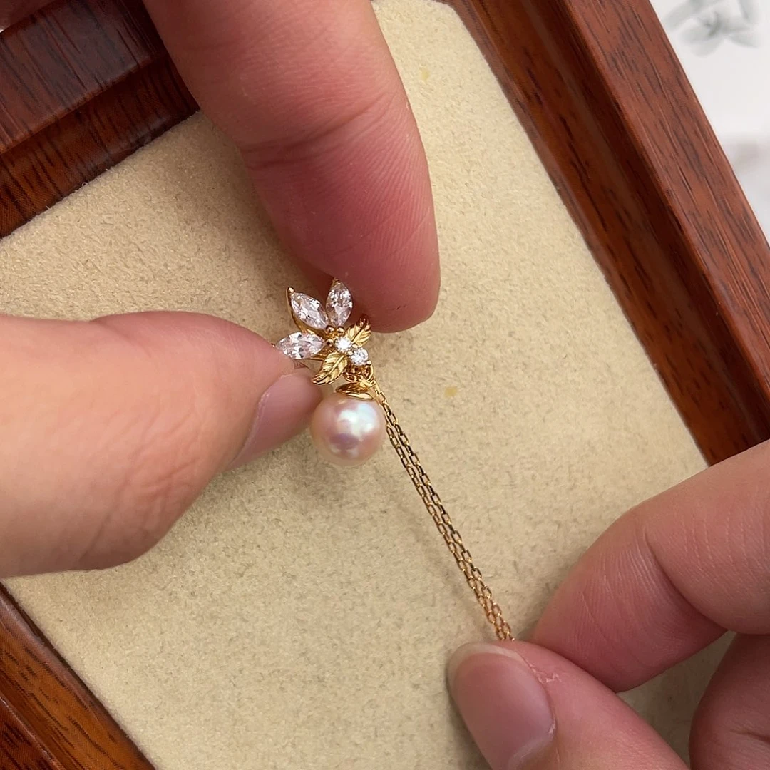 海水珍珠银S925镶嵌颈饰