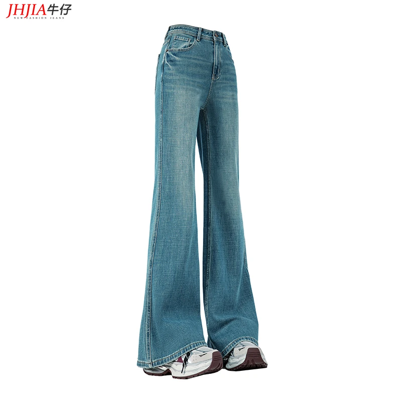 超模筒叭牛仔裤女高腰宽松百搭显瘦2025春夏新款时尚设计感微喇叭