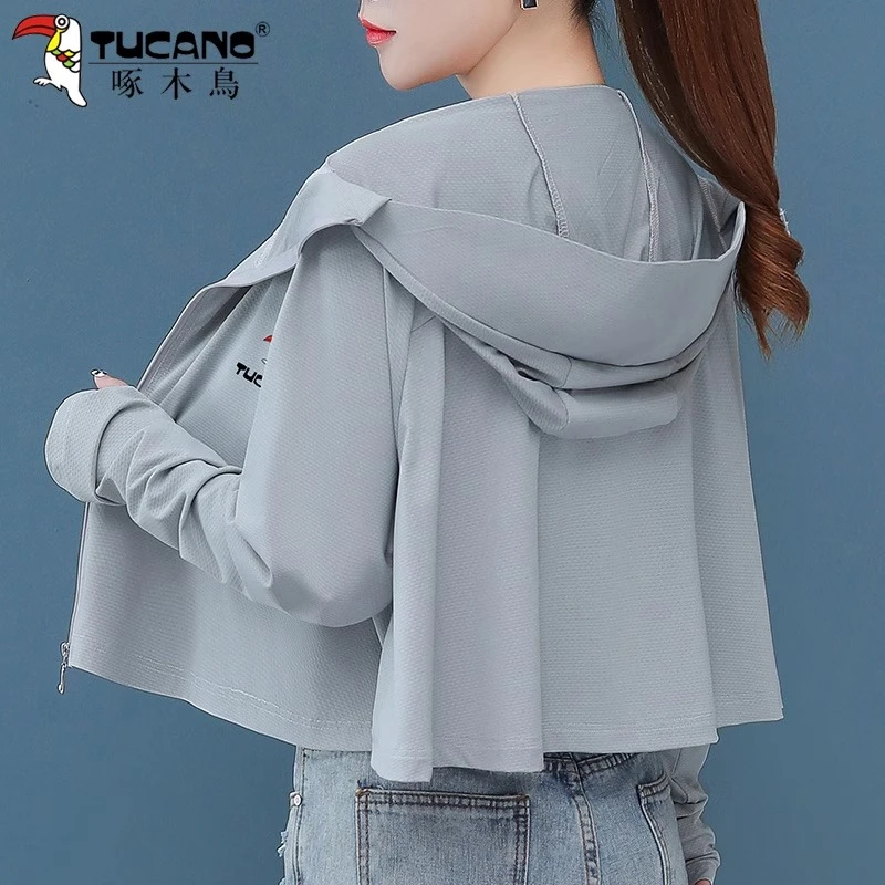 啄木鸟冰丝防晒衣女2025新款夏季防紫外线透气薄款罩衫防晒服外套