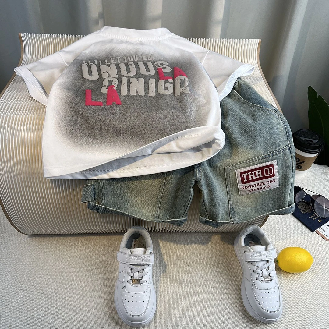 男童夏装炸街套装2025新款酷帅儿童夏季衣服宝宝棉质短袖两件套潮