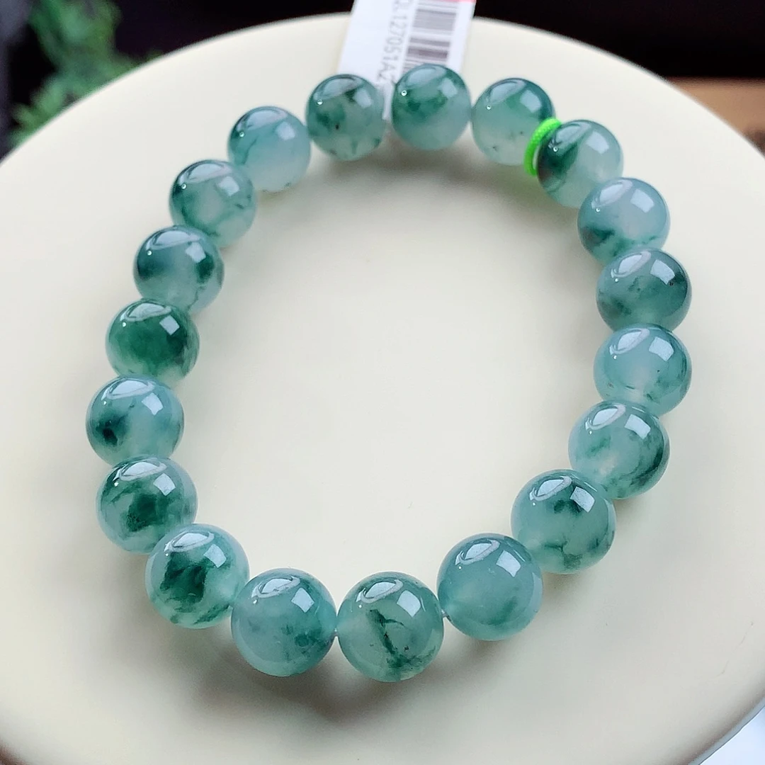 未镶嵌手链翡翠正冰老种起胶 卡10mm青花瓷般高贵有内涵！