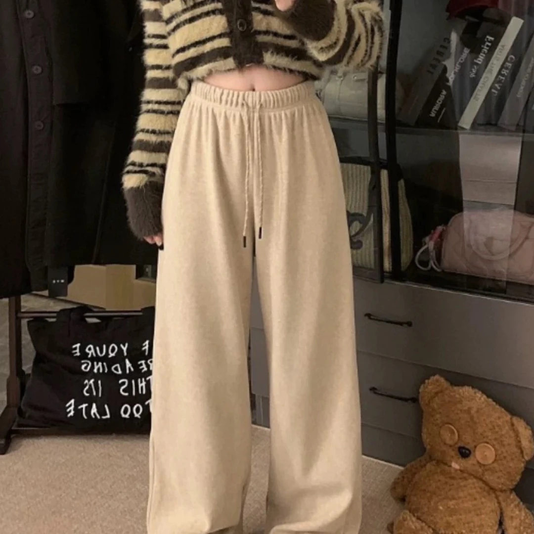2511阔腿裤女秋冬高腰垂感休闲直筒拖地裤子