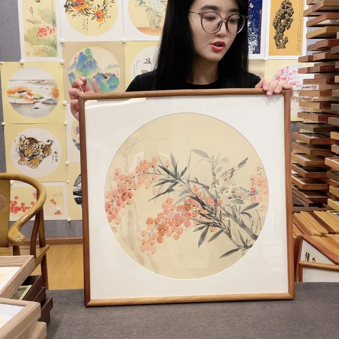 国画手绘带框尺寸：53*53