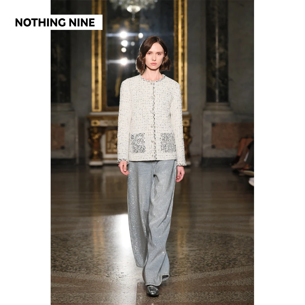 NOTHING NINE【米兰秀款】流光星辰亮片牛仔裤