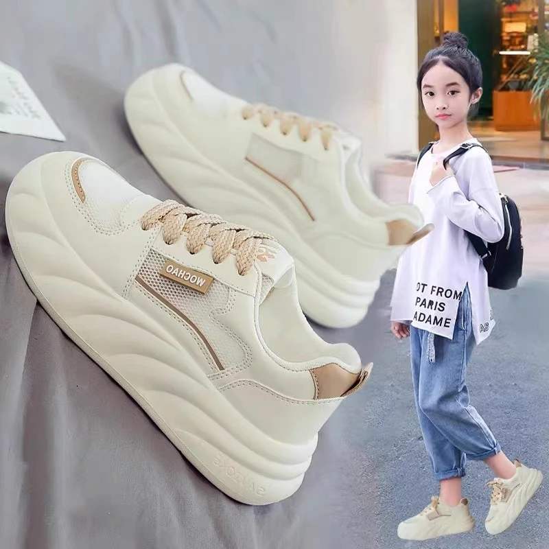 女童童鞋运动鞋春季新款中大童透气儿童小白女童公主风小女孩鞋子