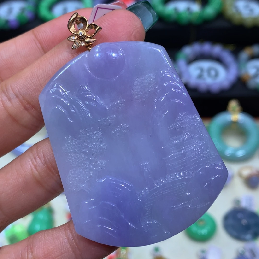 ****佐翡翠18K金镶嵌颈饰