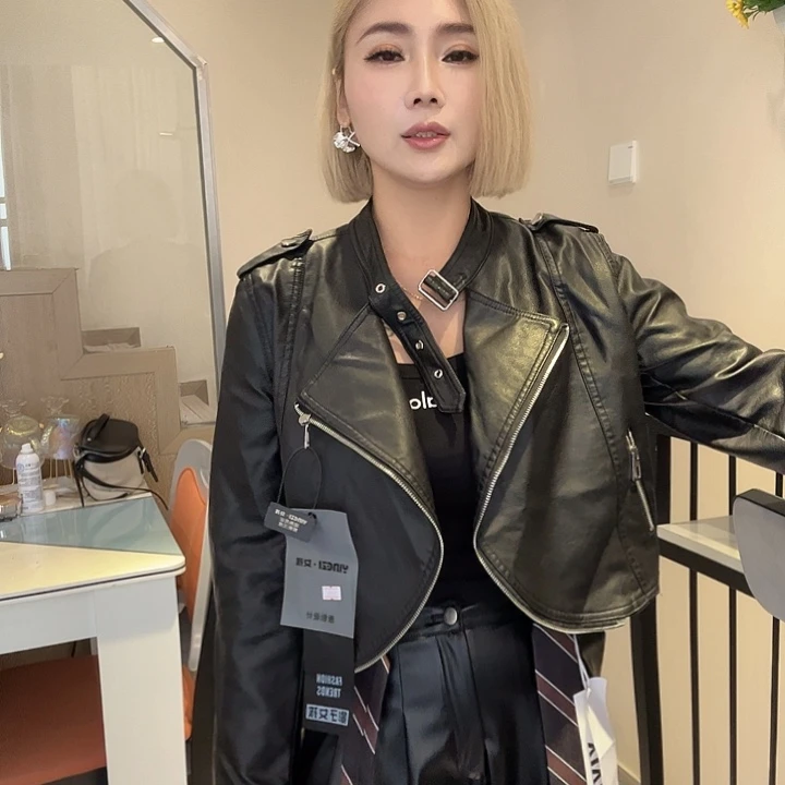 *****黑色机车皮衣外套