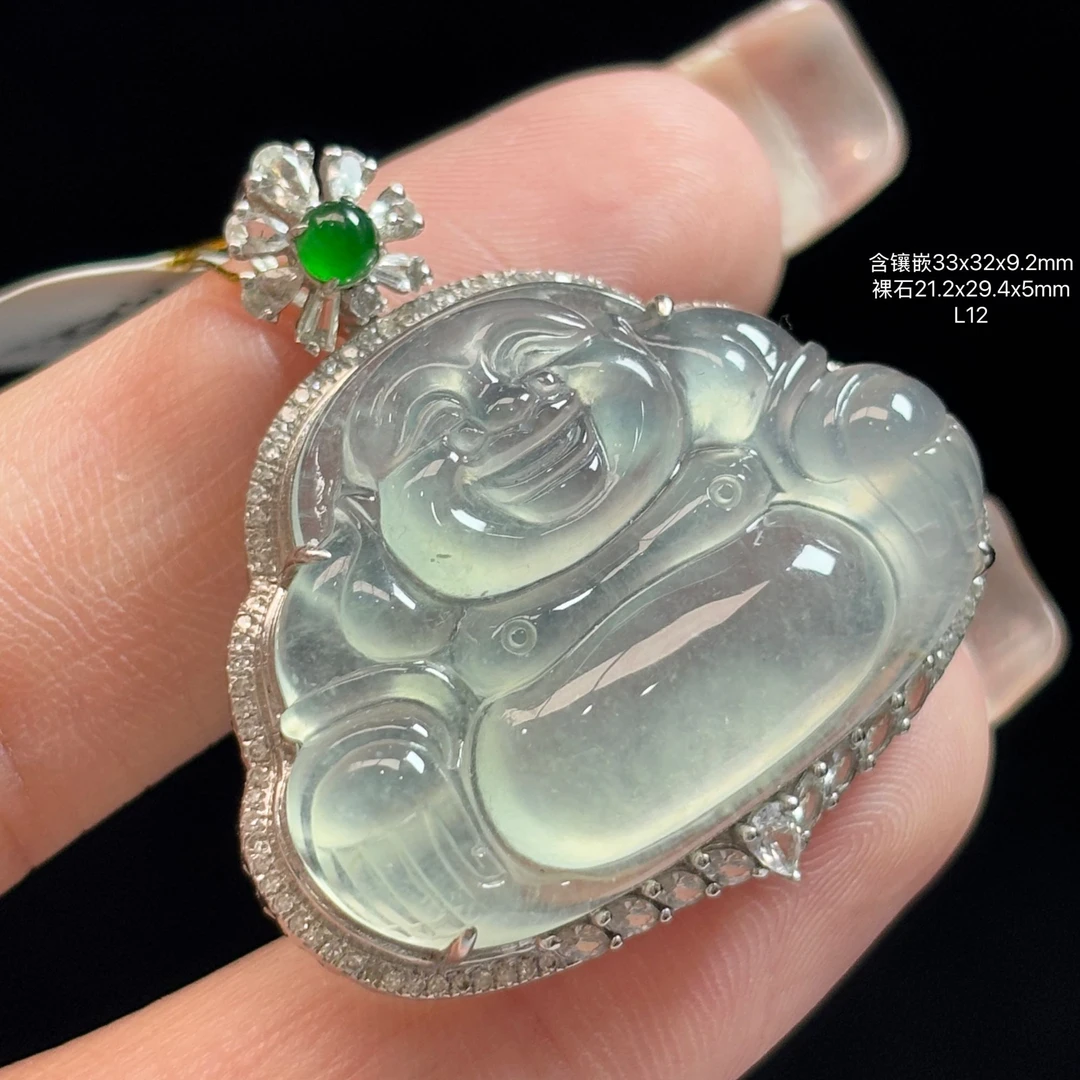 《缅甸正宗翡翠珠宝严选》冰晴底佛公玉石吊坠(下单质询客服)