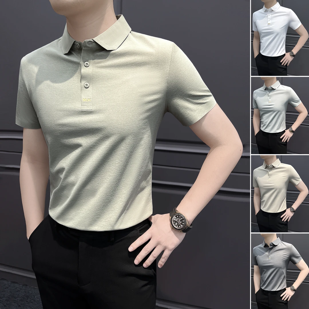 索罗娜polo衫男款轻奢痞帅高级感男装夏季款字母薄款男士短袖t恤