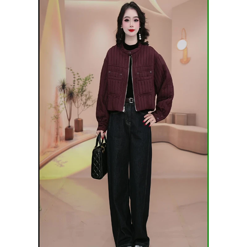 2025春季新款气质时尚百搭显瘦减龄洋气轻薄棉衣外套棉服B52M-4XL