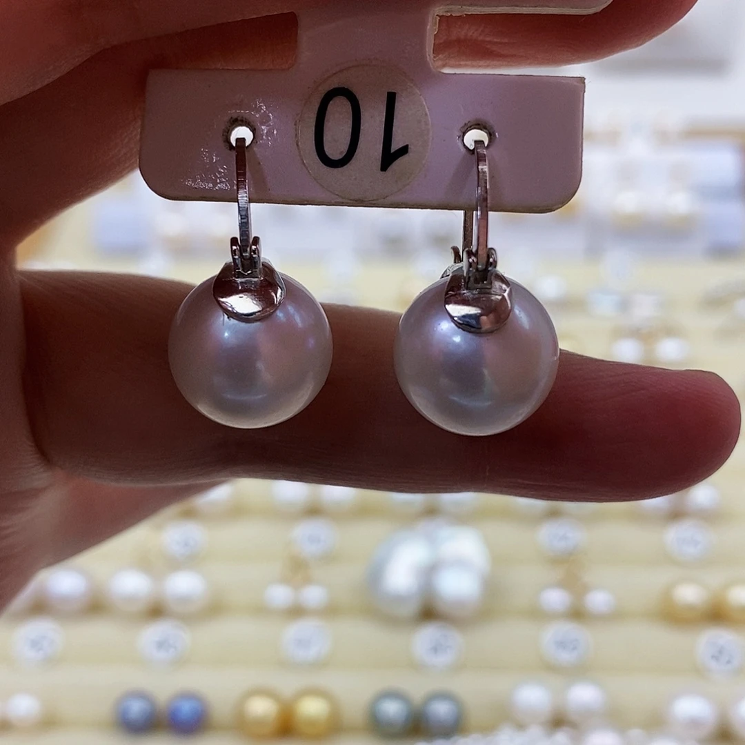 银S925镶嵌淡水珍珠耳饰