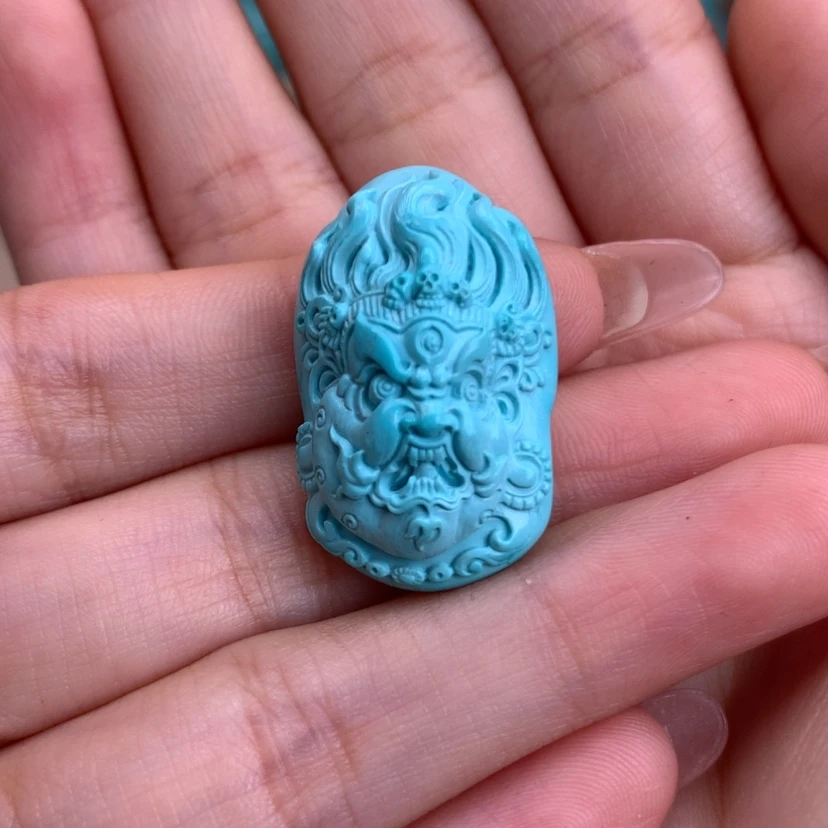 【闪购商品】绿松石福利雕刻大黑天未镶嵌