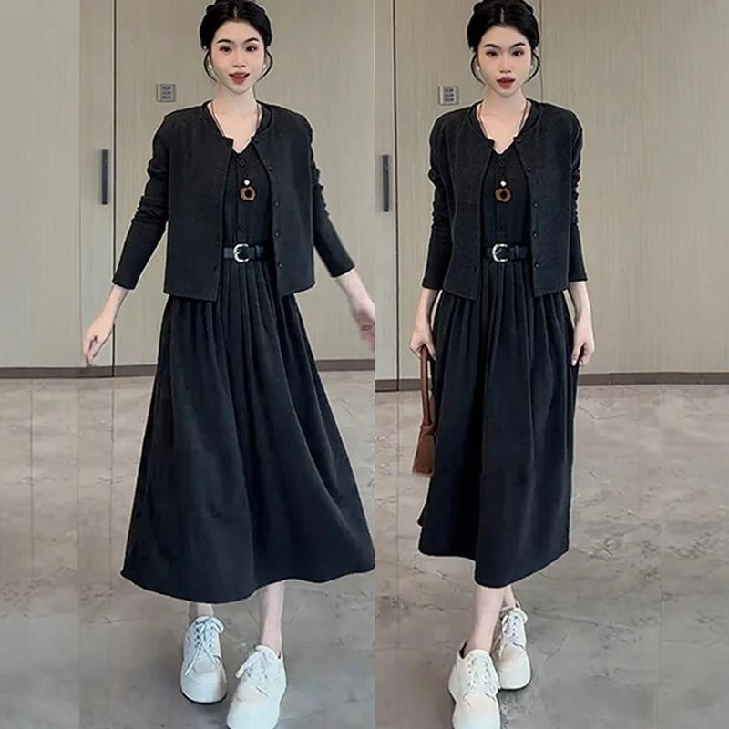 VOCKOO官方初冬穿搭一整套装高级小香韩系风针织连衣裙子女秋冬20