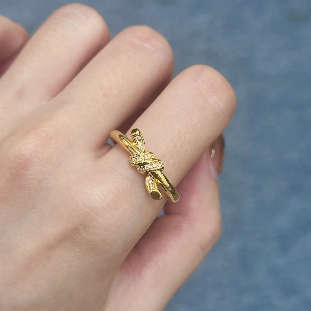 爱一足金999 绳结戒指 气质轻奢时尚女士甜美简约经典精致镶嵌