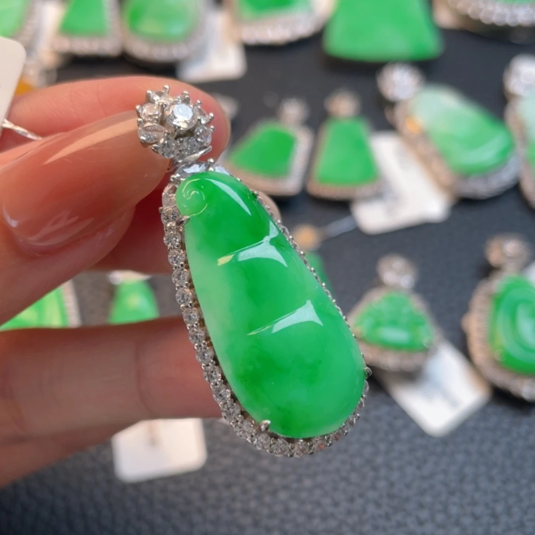 翡翠银S925镶嵌吊坠(不含链)