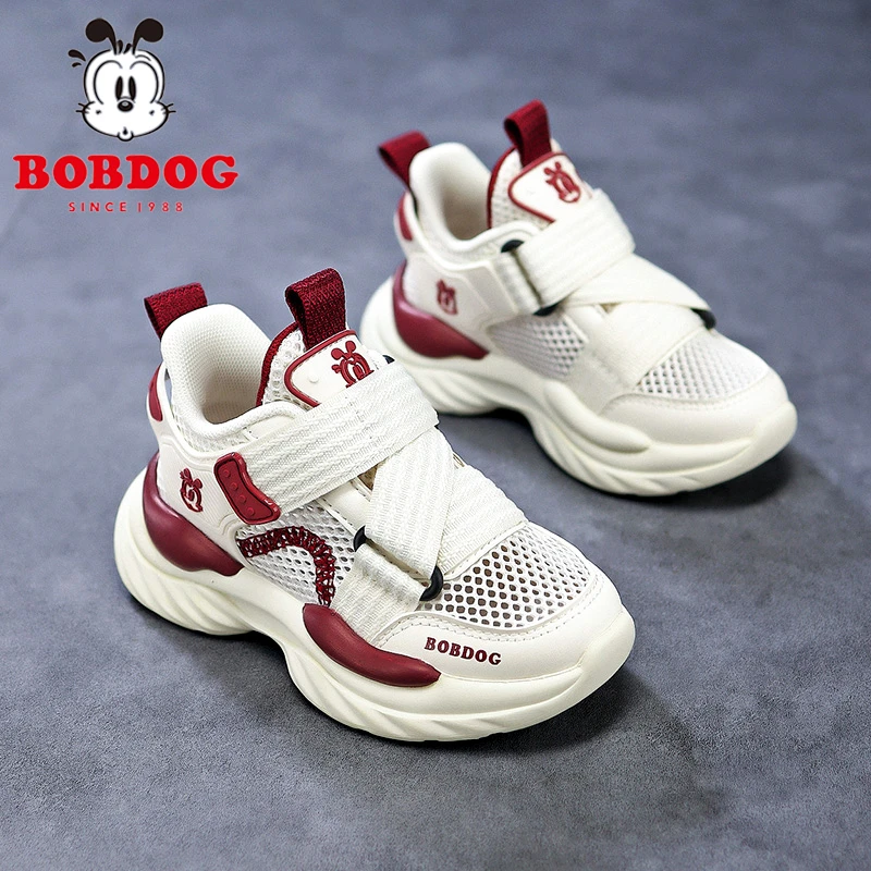 巴布豆童鞋女童夏季2025新款网面透气运动鞋女孩儿童跑步老爹网鞋