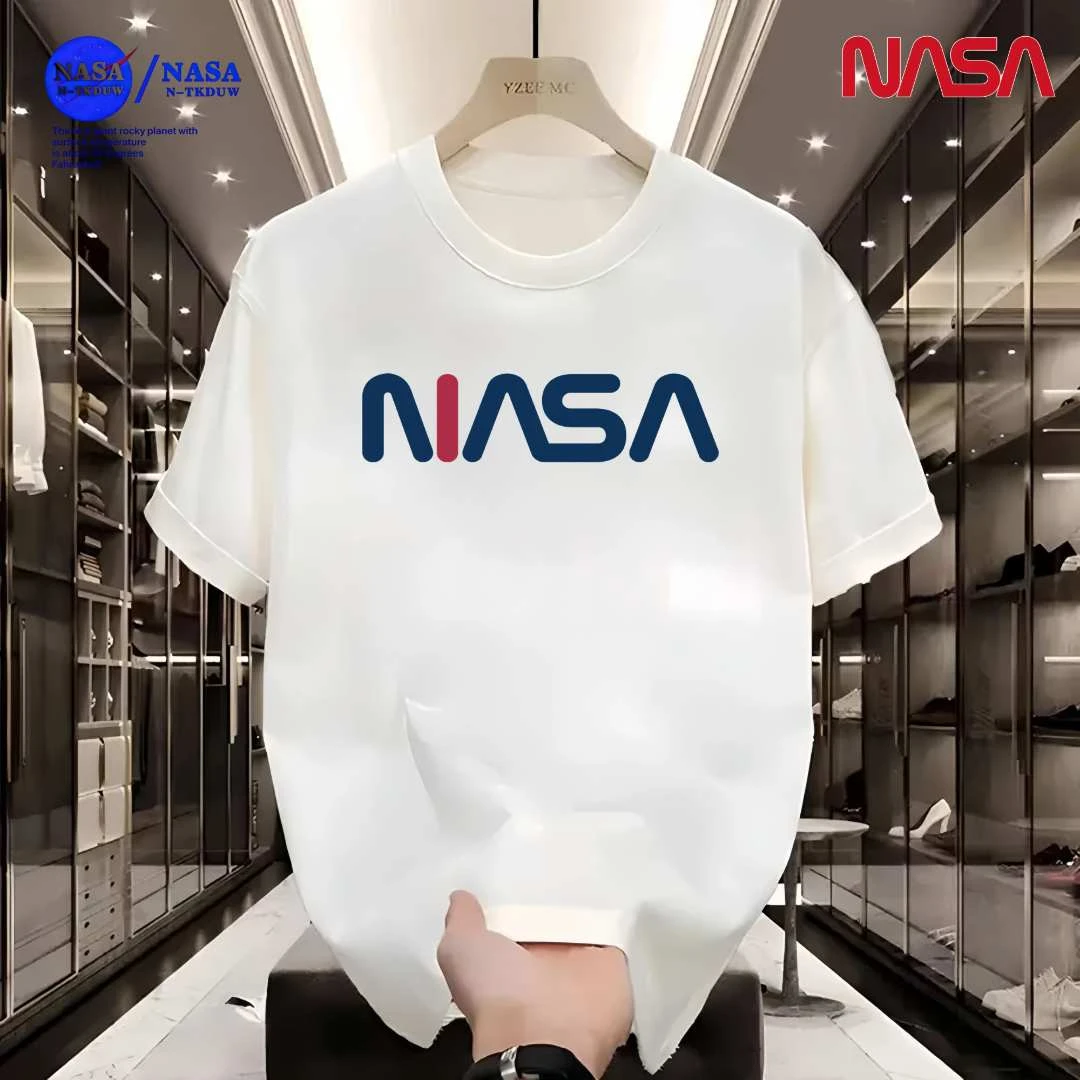 10-D16NASA联名重磅T恤男女同款时尚百搭圆领短袖【蓝红NIAS】A-016