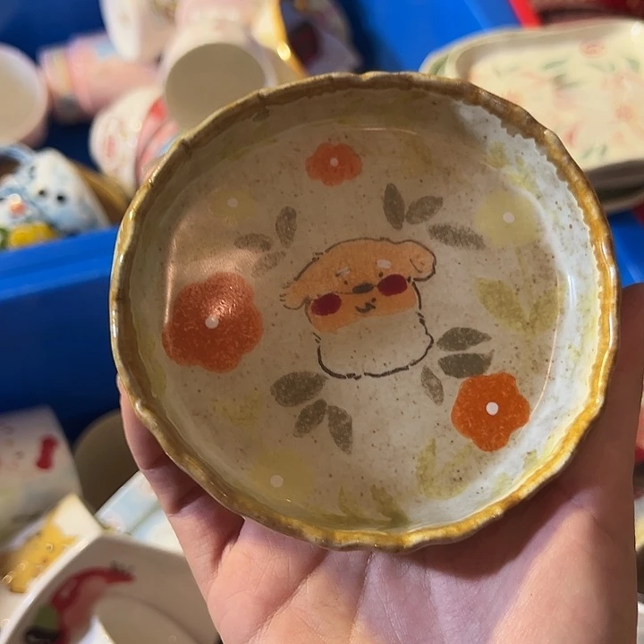 摆件不退不换卡通手绘高温釉下彩
