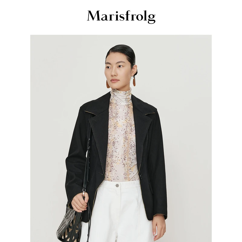 【婷婷专属】Marisfrolg玛丝菲尔休闲设计师黑色外套
