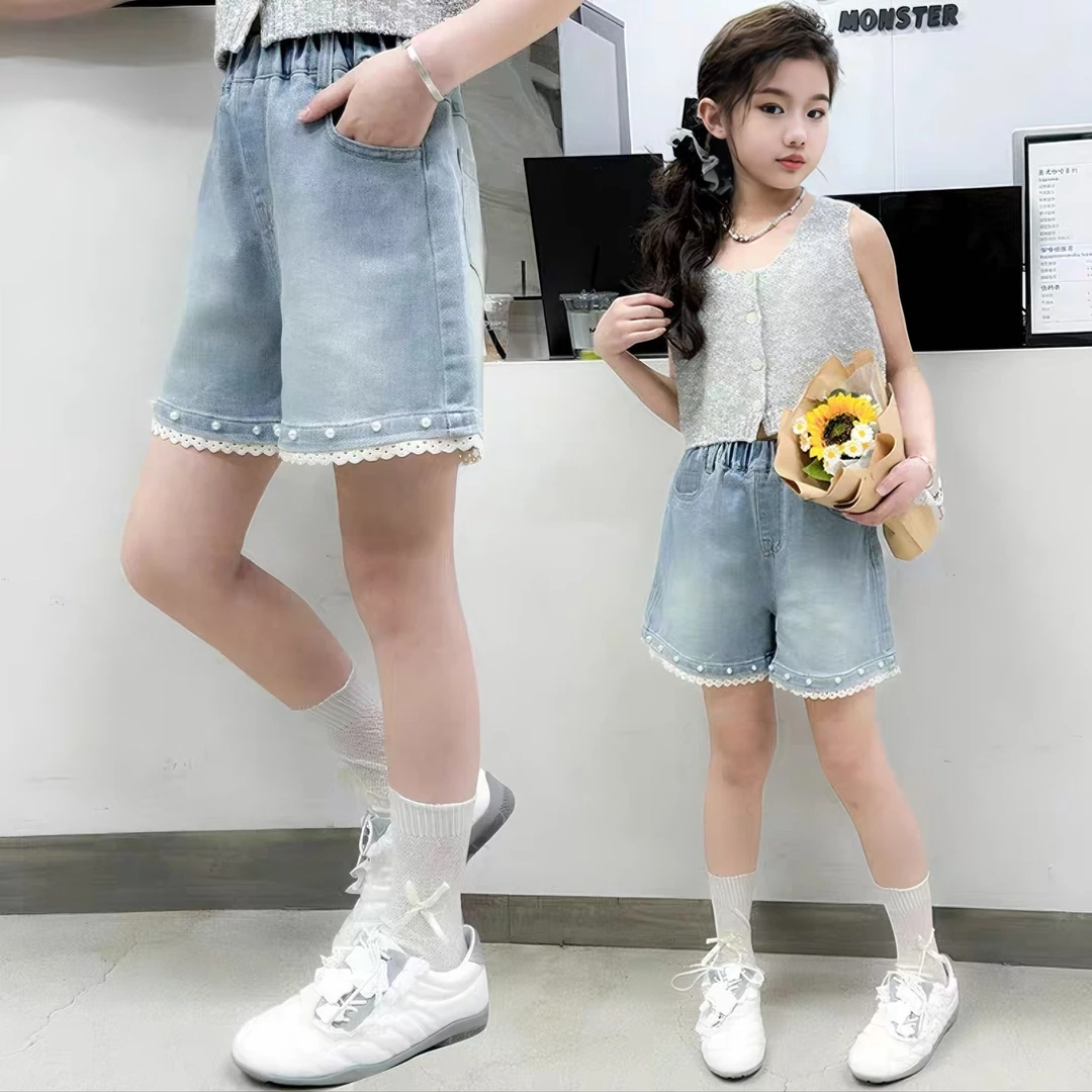 女童牛仔短裤夏季2025新款洋气小女孩五分裤夏款热裤儿童裤子夏装
