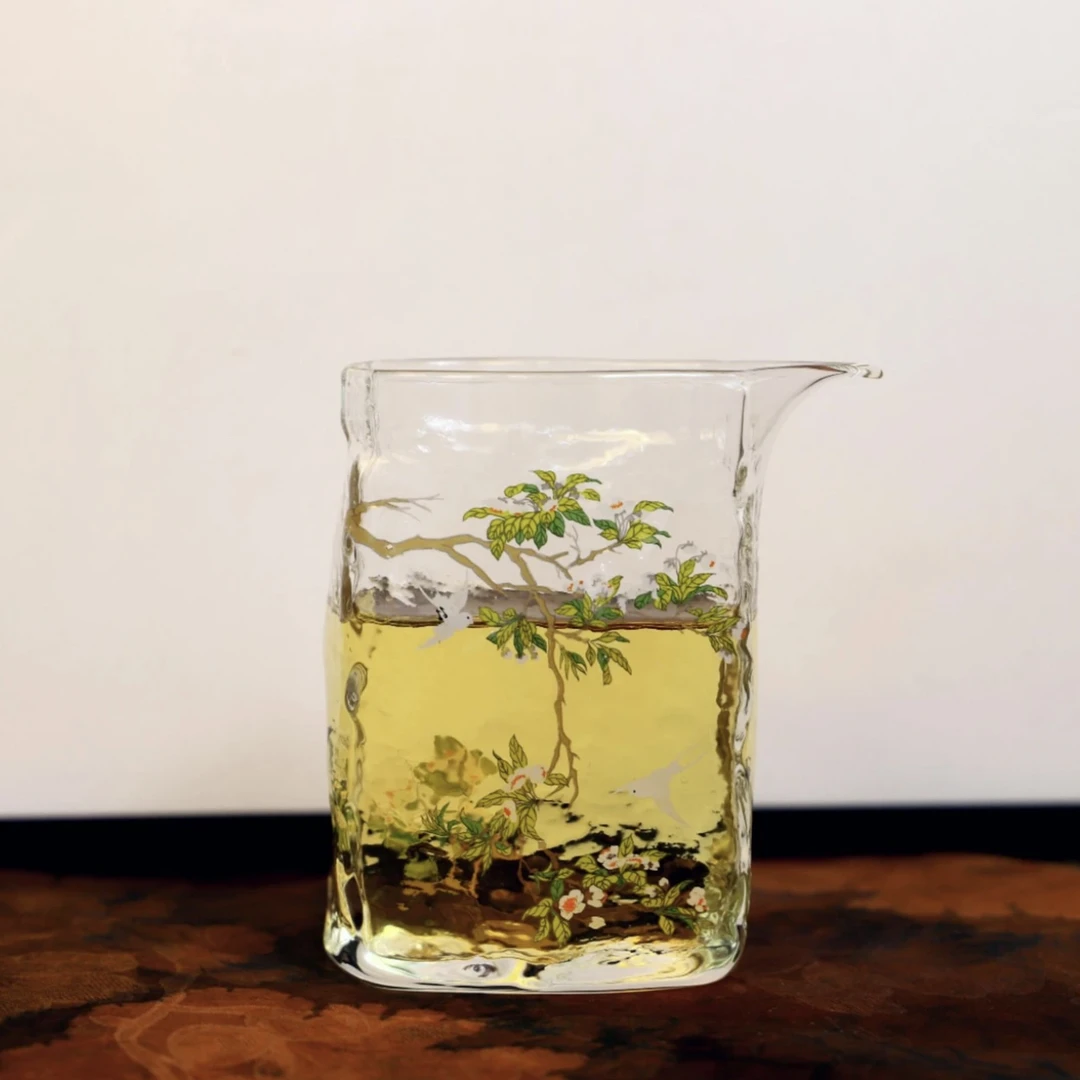 时节 （高款）春归扁口耐热高硼硅鹰嘴公道杯