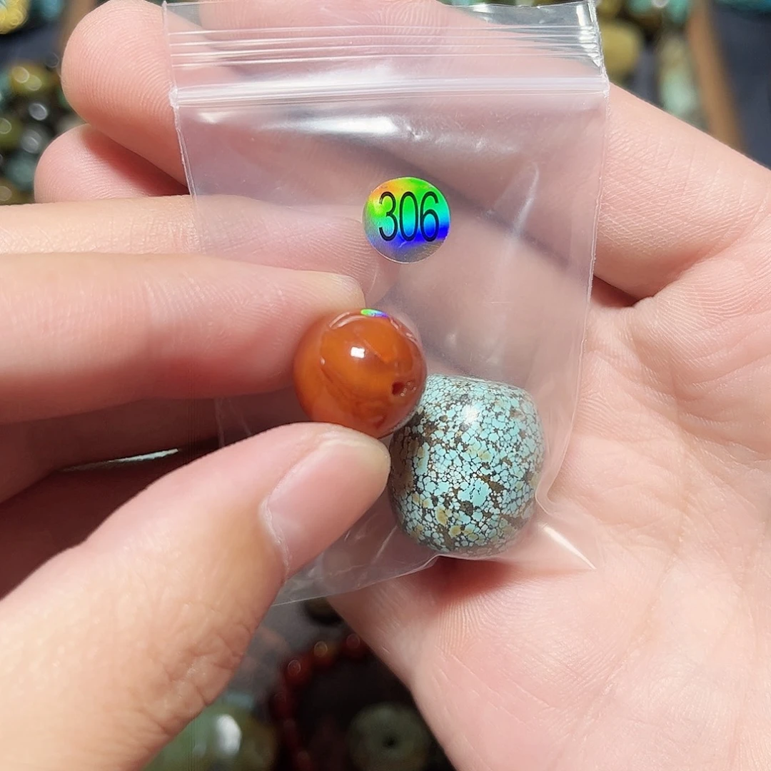 桥****玛瑙/玉髓未镶嵌圆珠桶珠老型手串！！
