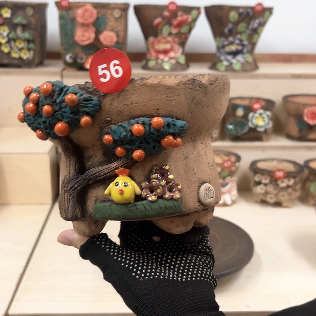 紫砂花盆56号内口14，外高12