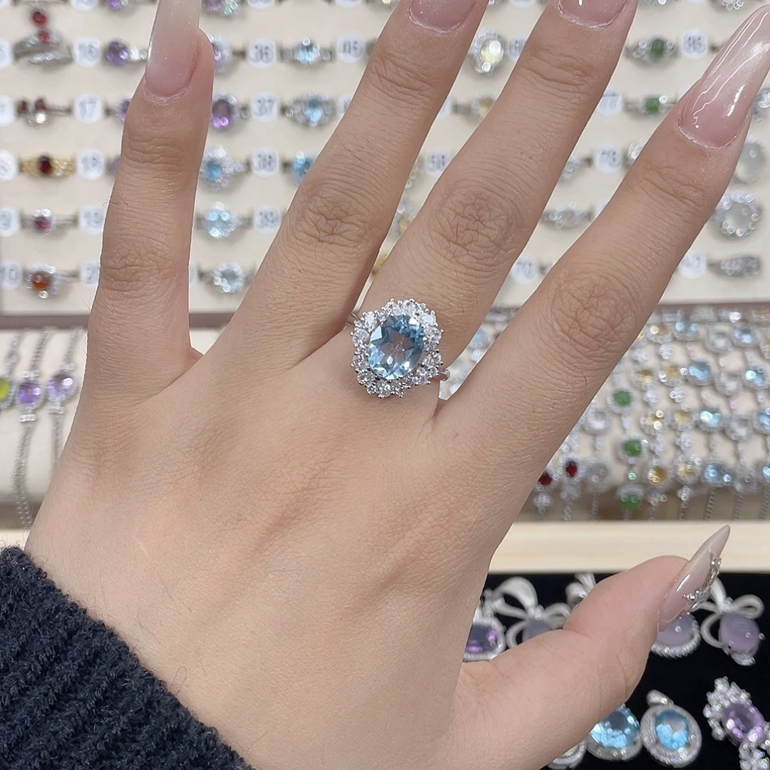 银S925镶嵌戒指托帕石