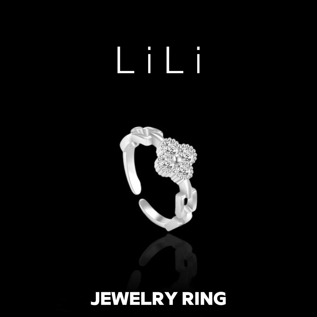 合金锆石戒指 【流光四叶】设计师高定精致甜美素款指环DN904