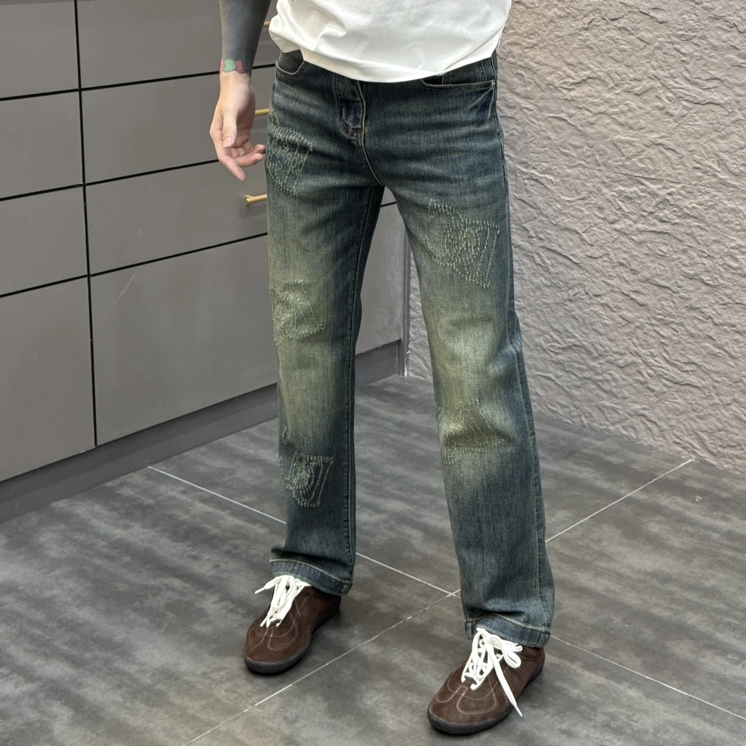 2025春季新款时尚休闲百搭复古纯色夏季男士微喇牛仔裤3616