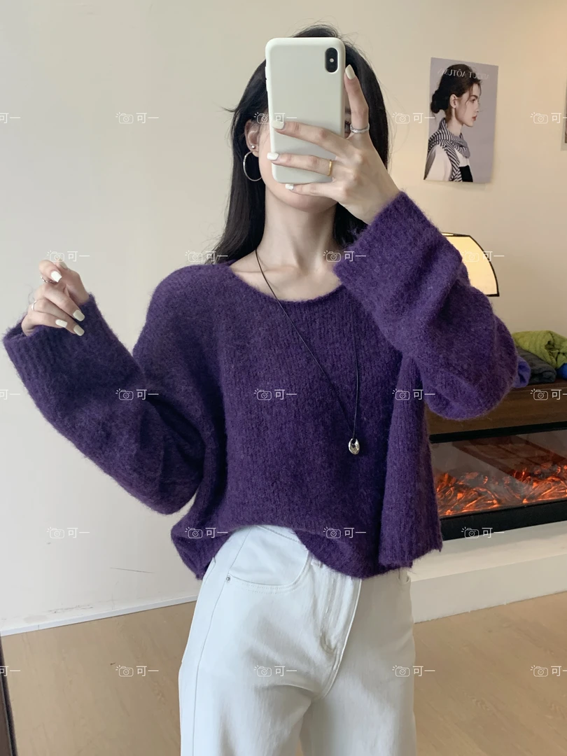 THE KEYI【氧气织语】软糯秋季慵懒风/气质显瘦圆领长袖毛衣