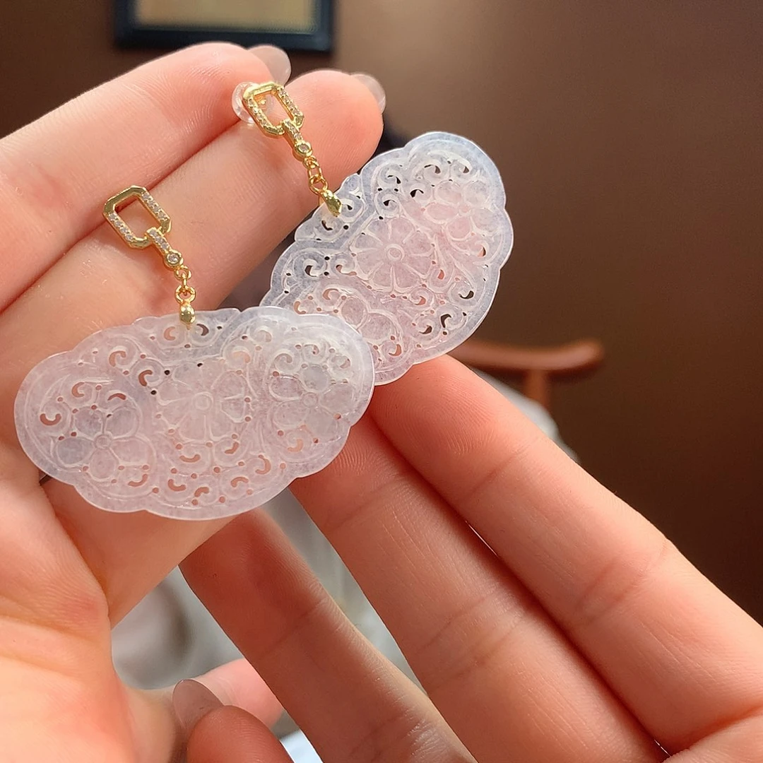 翡翠银S925镶嵌耳饰耳饰