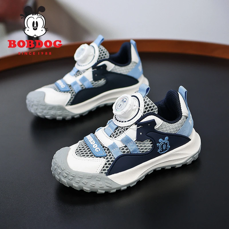 巴布豆男童透气网鞋儿童春秋网面防滑中大童男孩小学生休闲跑步鞋