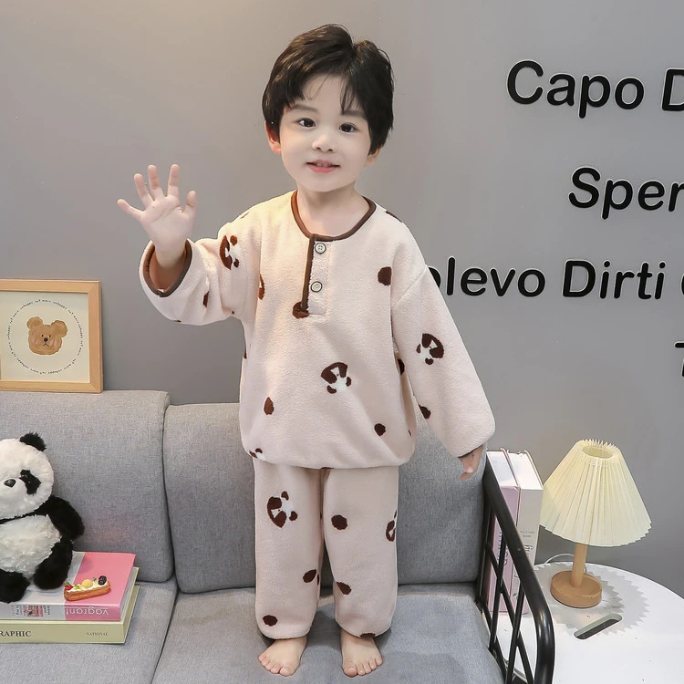 男孩宝宝睡衣套装秋冬季洋气可外穿加厚保暖男童儿童家居服秋冬季