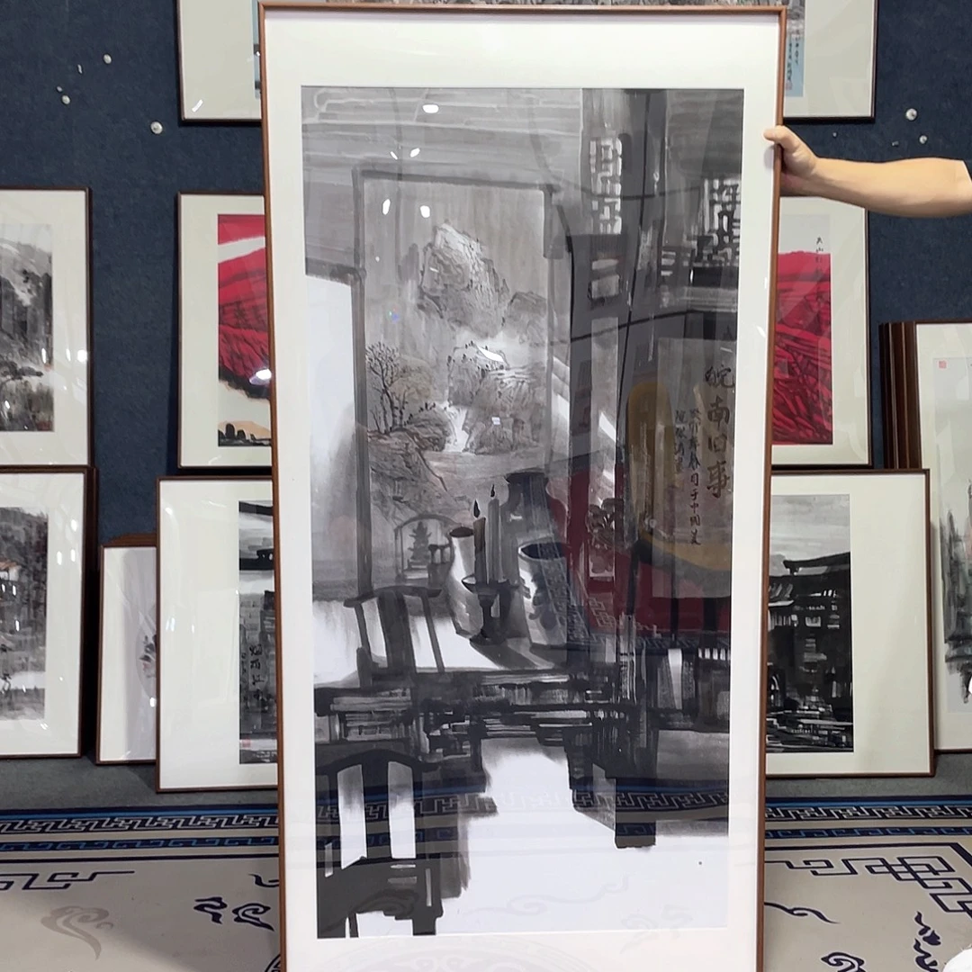 国画手绘画作品带框80/160